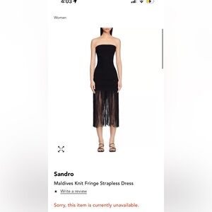 Sandro Maldives knit fringe strapless dress